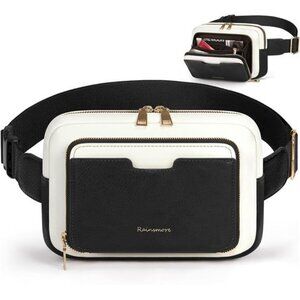 Fanny Packs Waist Pack with Adjustable Strap White Black